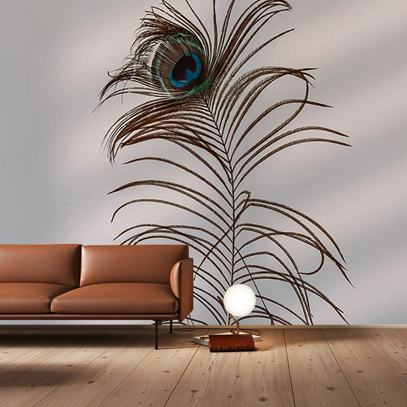 Peacock Feather Wallpaper Murals for Bedroom Water Resistant, Personalised Size