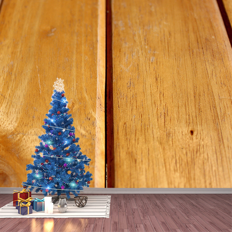 Industrial Wood Grain Mural Wallpaper Mildew Resistant Wall Covering for House Interior