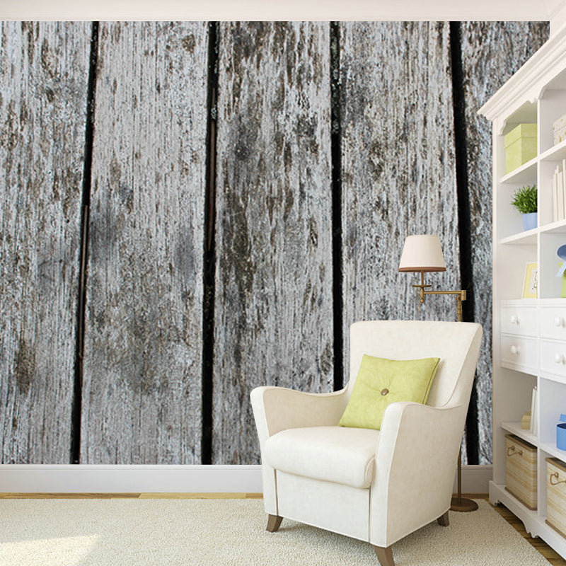 Industrial Wood Grain Mural Wallpaper Mildew Resistant Wall Covering for House Interior