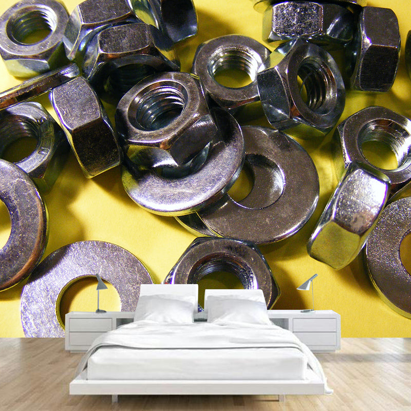 Metal Mural Wallpaper Contemporary Wall Covering for Living Room, Waterproofing