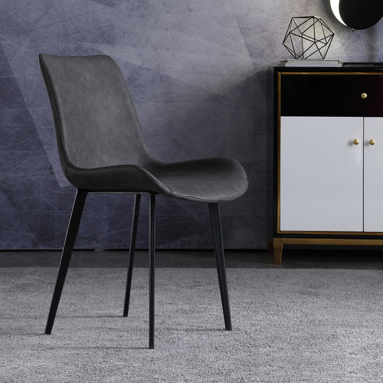 Silla de comedor tapizada de metal con respaldo sólido industrial para interiores