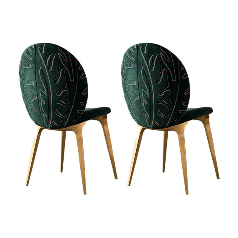 Sillas auxiliares de comedor para el hogar, sillas de comedor sin brazos con patas de metal (juego de 2)