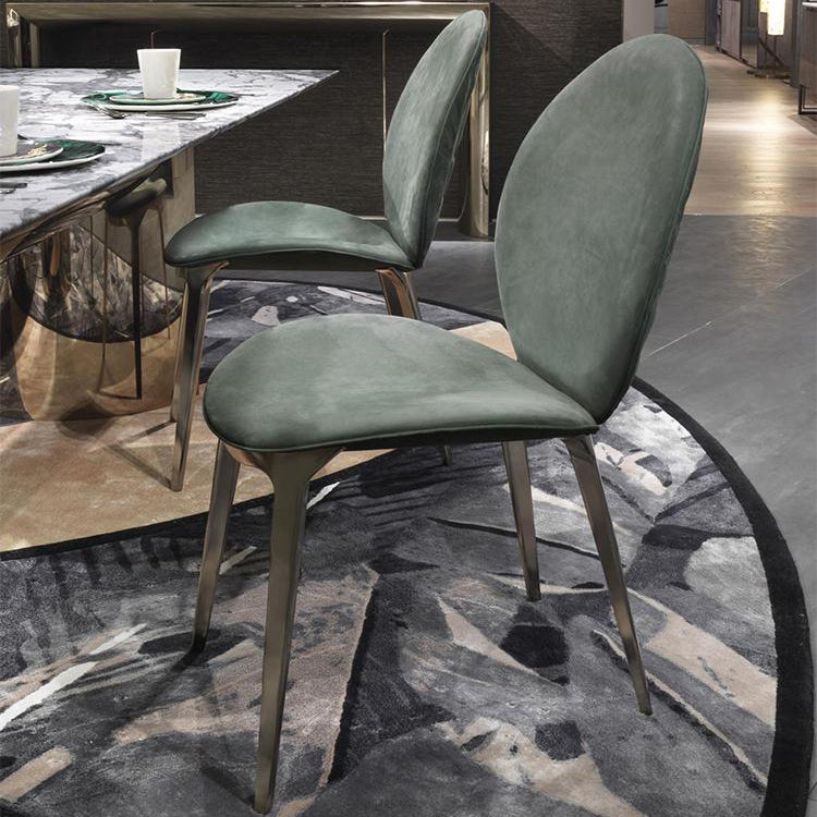 Sillas auxiliares de comedor para el hogar, sillas de comedor sin brazos con patas de metal (juego de 2)