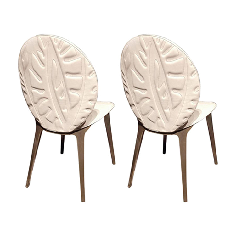 Sillas auxiliares de comedor para el hogar, sillas de comedor sin brazos con patas de metal (juego de 2)