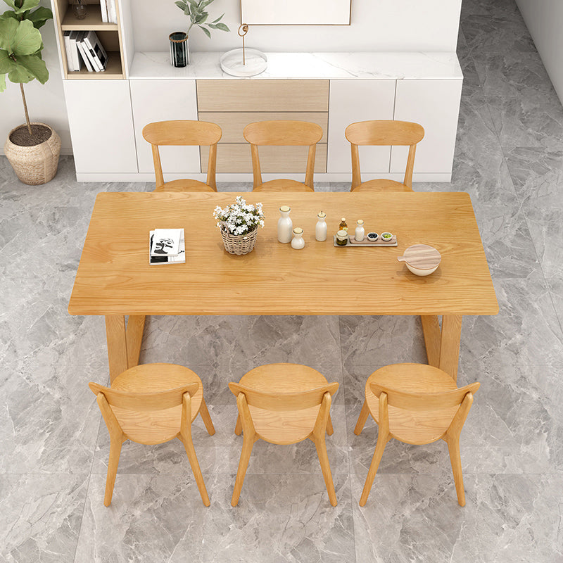 Modern Pine Solid Wood Table Rectangle Table with Double Pedestal Base