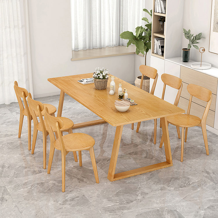 Modern Pine Solid Wood Table Rectangle Table with Double Pedestal Base