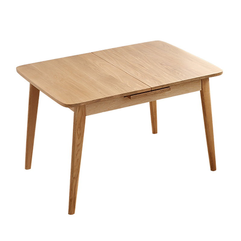 Extendable Rectangle Dining Table Modern Adjustable Oak Wood Table with 4 Legs for restaurant