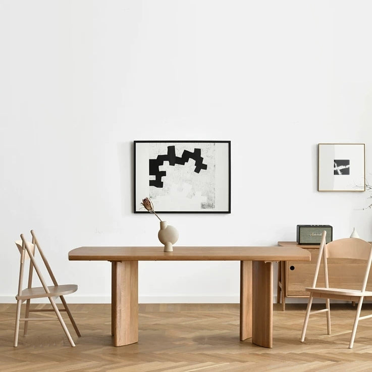 Modern Ash Wood Table for Restaurant Rectangle Dining Table with 4 Legs in Nature
