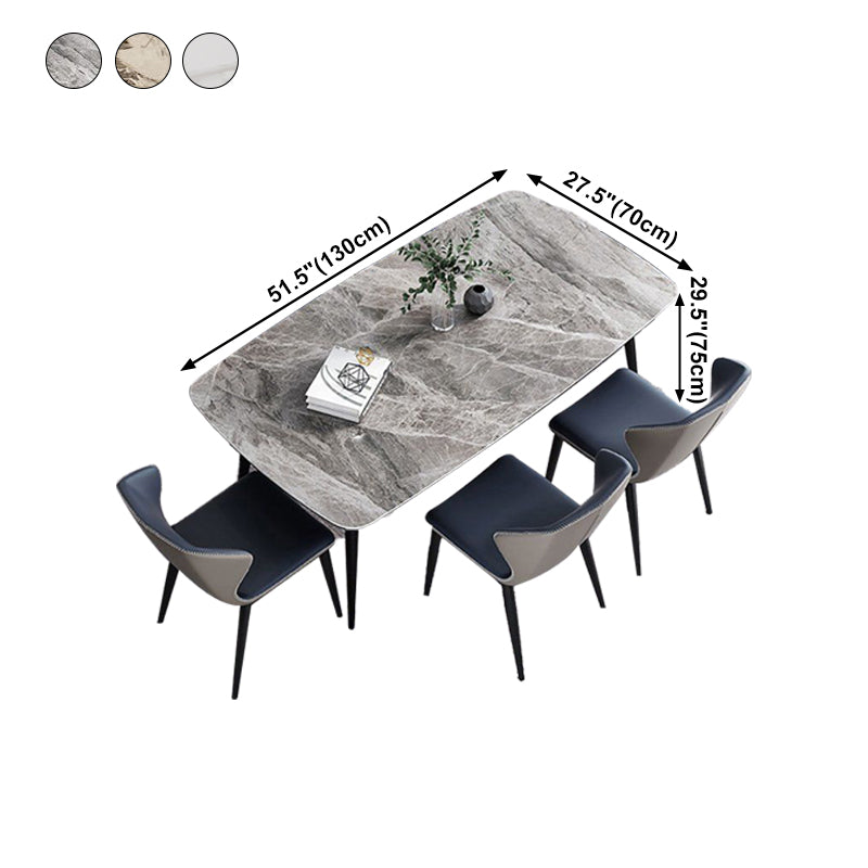Mesa de mesa estándar de piedra sinterizada de forma simple Mesa de comedor de cocina con 4 patas Base