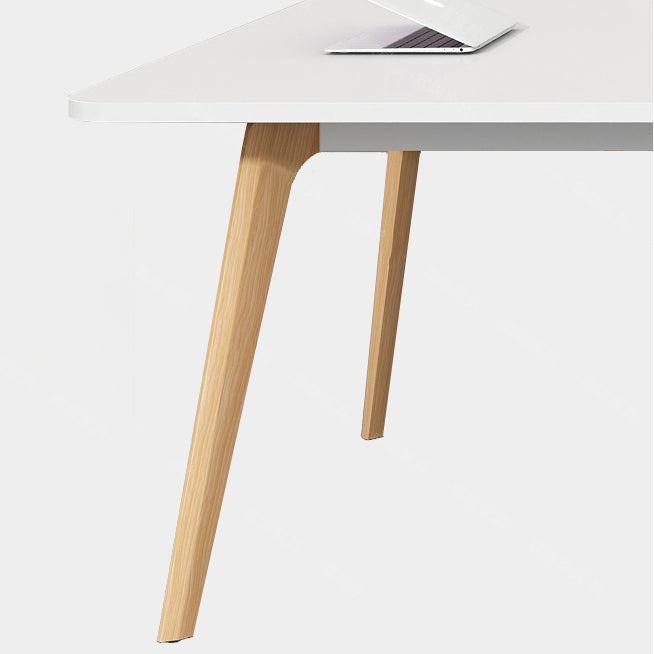 Manufactured Wood Contemporary Rectangle Table White Wood Top Table with 4 Legs