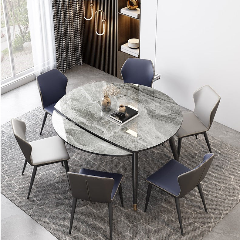 Contemporary Extendable Sintered Stone Table Round Shape Standard Dining Table for Kitchen