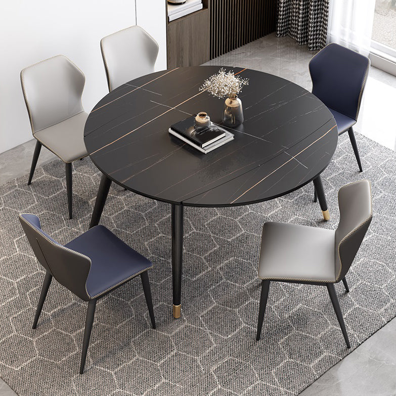 Contemporary Extendable Sintered Stone Table Round Shape Standard Dining Table for Kitchen