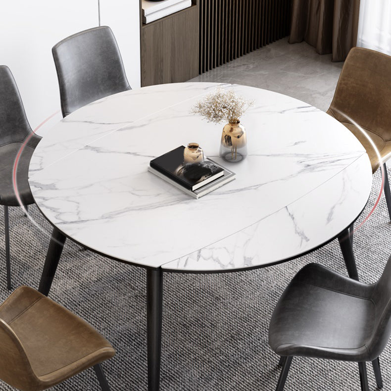 Contemporary Extendable Sintered Stone Table Round Shape Standard Dining Table for Kitchen
