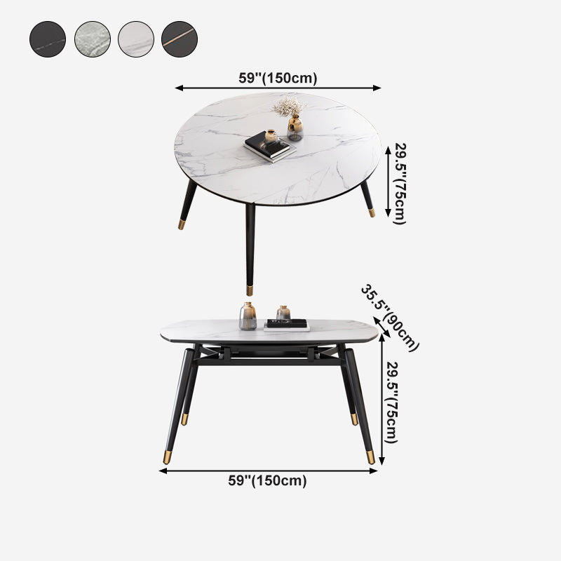 Contemporary Extendable Sintered Stone Table Round Shape Standard Dining Table for Kitchen