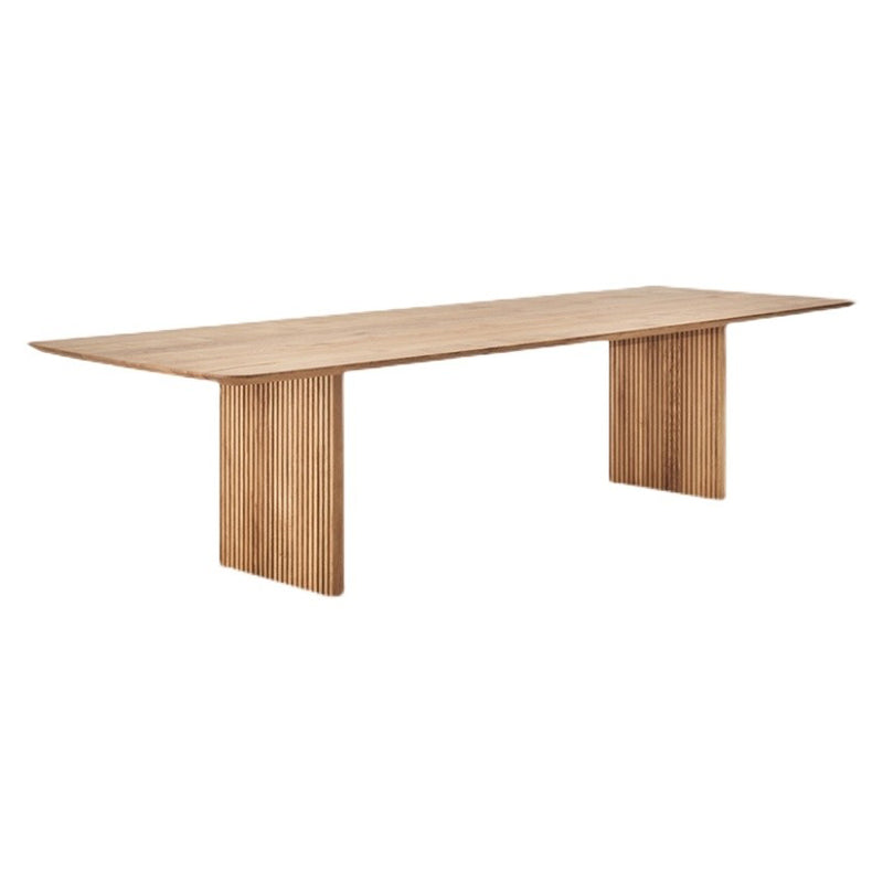 Mesa de comedor informal de rectángulo Color de madera Doble pedestal con madera maciza