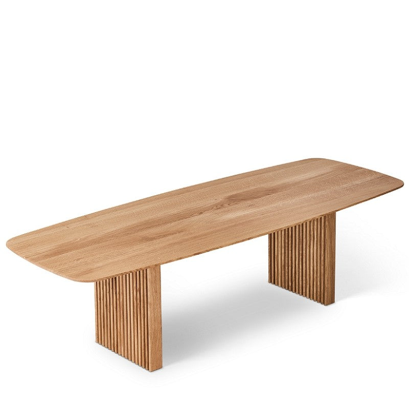 Mesa de comedor informal de rectángulo Color de madera Doble pedestal con madera maciza