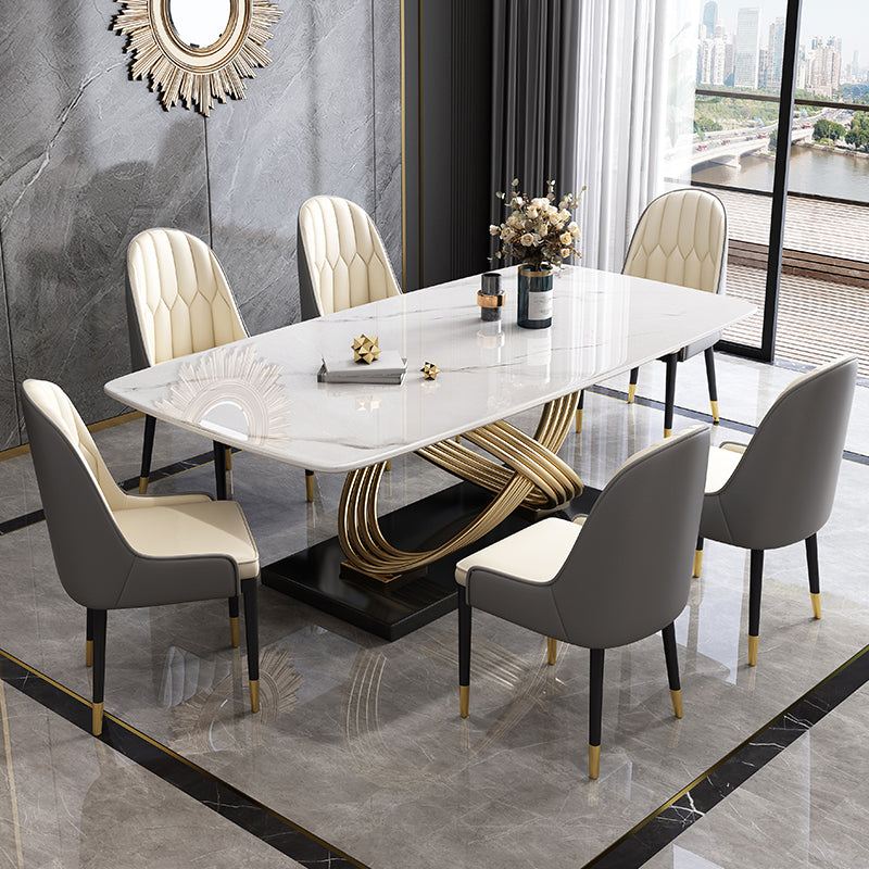 Mesa de comedor rectangular de lujo tradicional muebles de acero inoxidable para interiores
