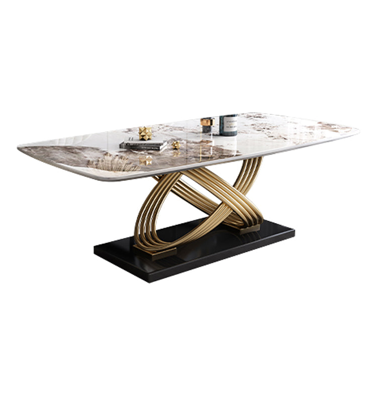Mesa de comedor rectangular de lujo tradicional muebles de acero inoxidable para interiores