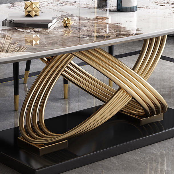 Mesa de comedor rectangular de lujo tradicional muebles de acero inoxidable para interiores