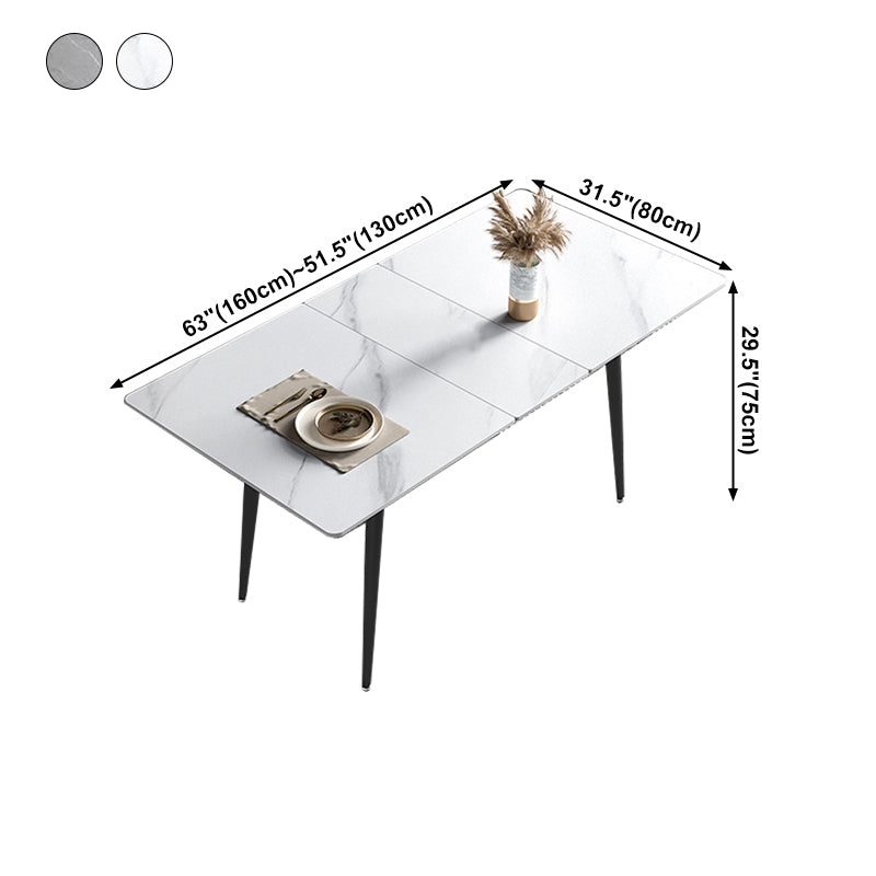 51.18''L Minimalist Sintered Stone Table Rectangle Extendable Dining Table for Kitchen