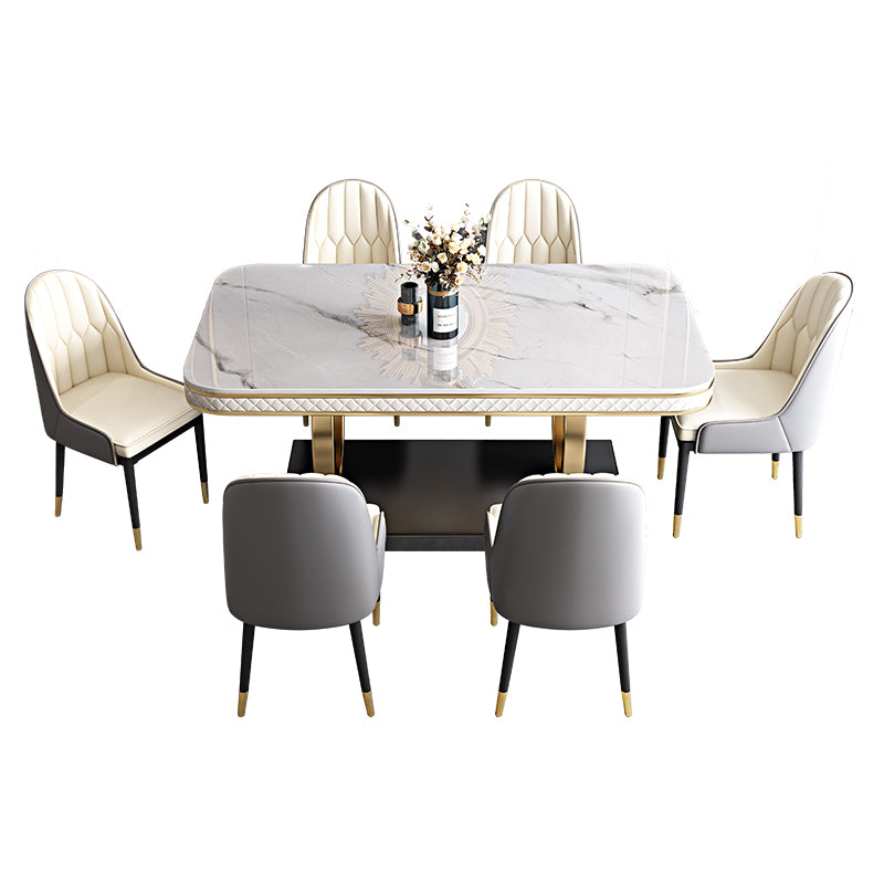 Rectangle Table Traditional Luxury Dinner Room Furniture with Metal Base