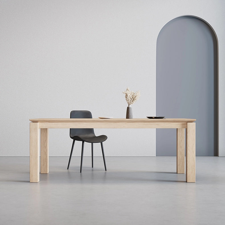 Mesa de color de madera clara rectangular mesa de madera maciza moderna con 4 patas