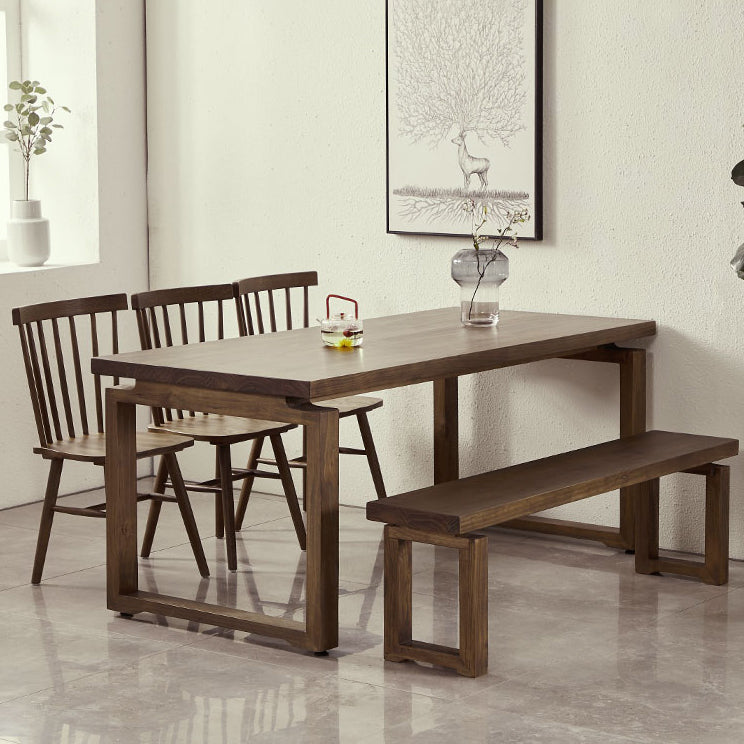 Vaste houten bruine tint tafel eenvoud Sled Base Tafel voor eetkamer