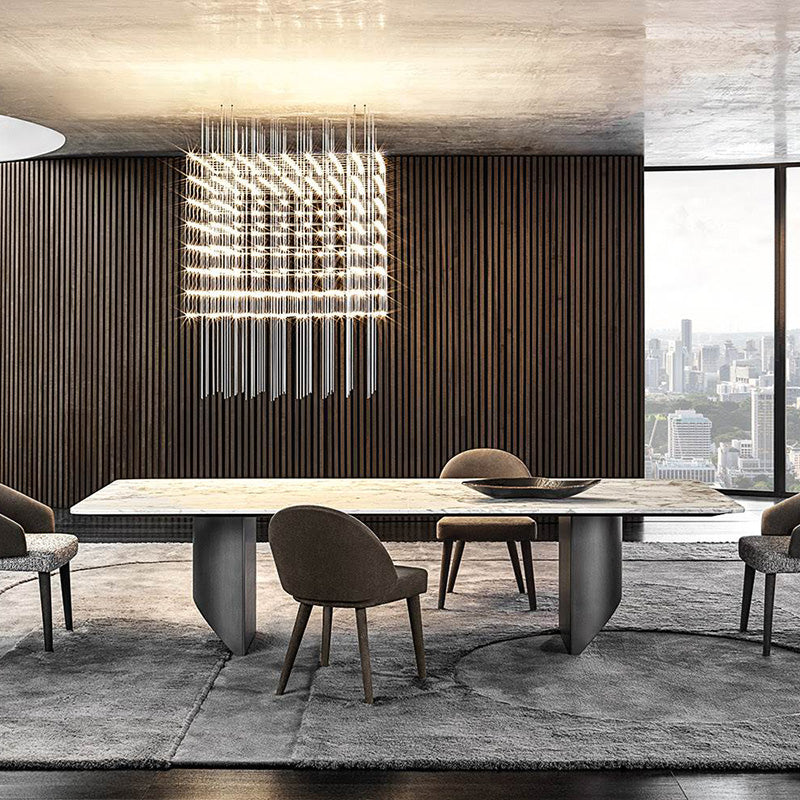 Contemporary Rectangle Shape White Table Standard Sintered Stone Dining Table for Kitchen