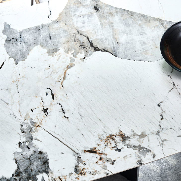 Contemporary Rectangle Shape White Table Standard Sintered Stone Dining Table for Kitchen