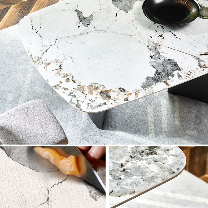 Contemporary Rectangle Shape White Table Standard Sintered Stone Dining Table for Kitchen