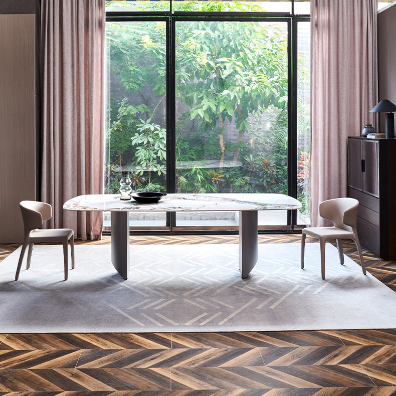 Contemporary Rectangle Shape White Table Standard Sintered Stone Dining Table for Kitchen