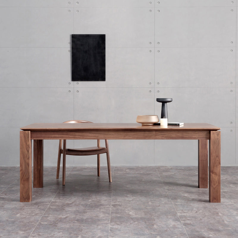 Rechteck brauner Ton Esstisch Massivholz Tisch minimalistisch mit 4 Beinen