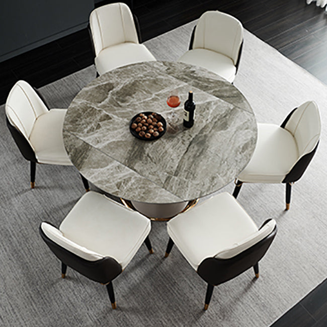 Casual Extendable Round Shape Table Sintered Stone Standard Dining Table for Kitchen