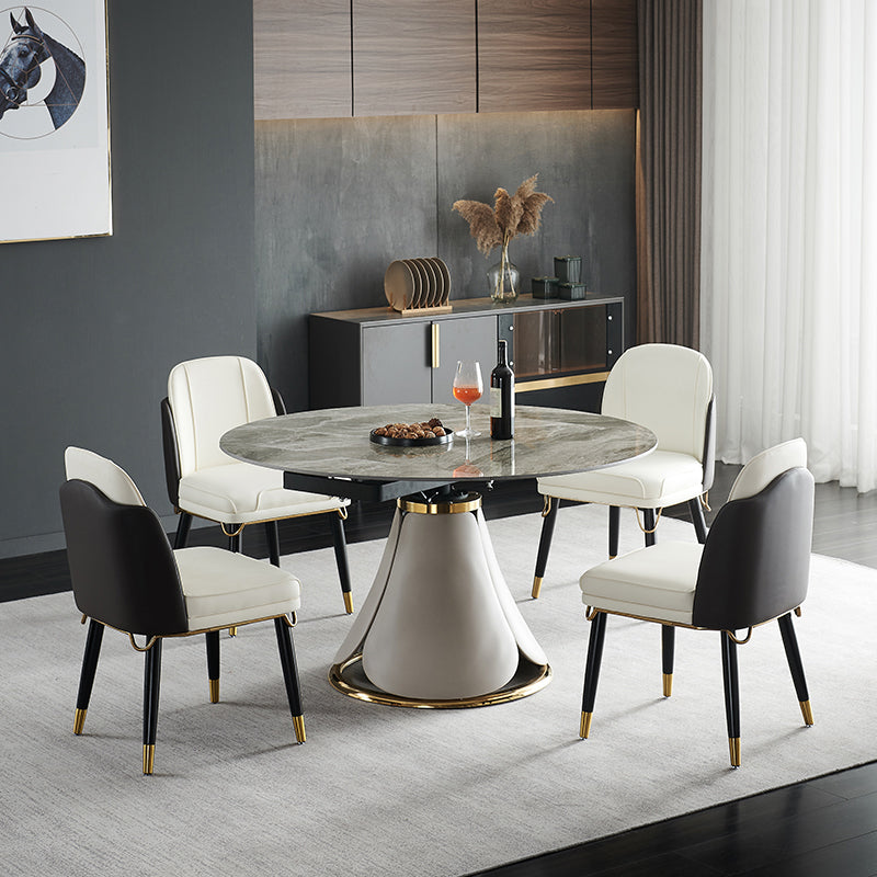 Casual Extendable Round Shape Table Sintered Stone Standard Dining Table for Kitchen