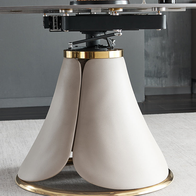 Casual Extendable Round Shape Table Sintered Stone Standard Dining Table for Kitchen
