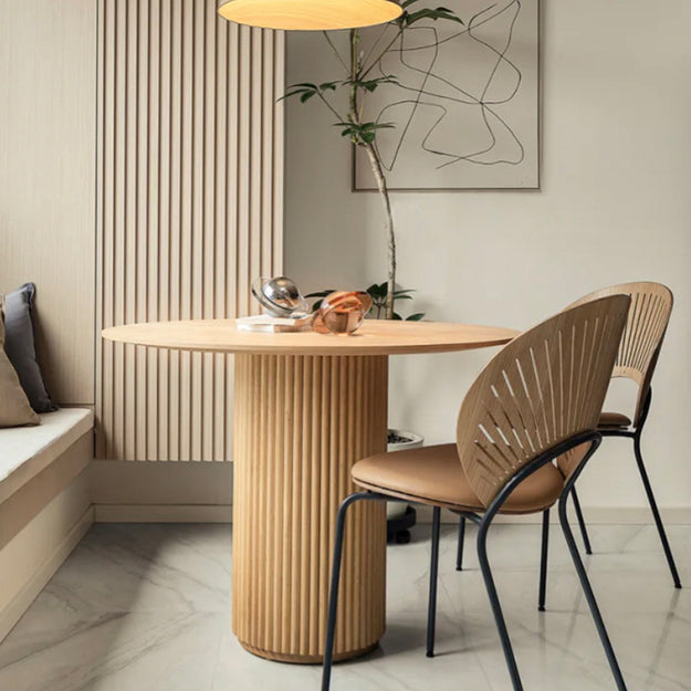 Mesa de comedor de estilo informal redondo Color de madera con madera sólida