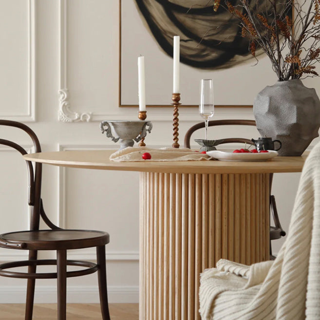 Mesa de comedor de estilo informal redondo Color de madera con madera sólida