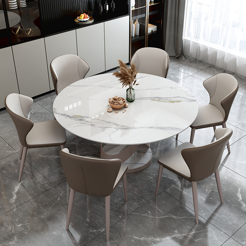 Glam Sintered Steen Witte tafel Ronde vorm Standaard eettafel voor keuken