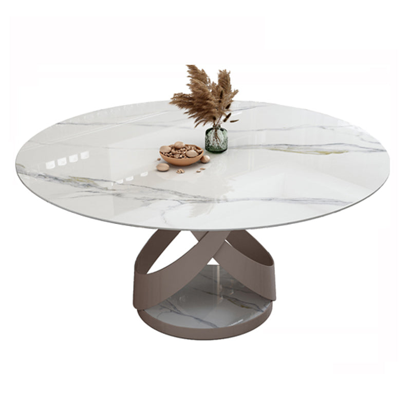 Glam Sintered Steen Witte tafel Ronde vorm Standaard eettafel voor keuken