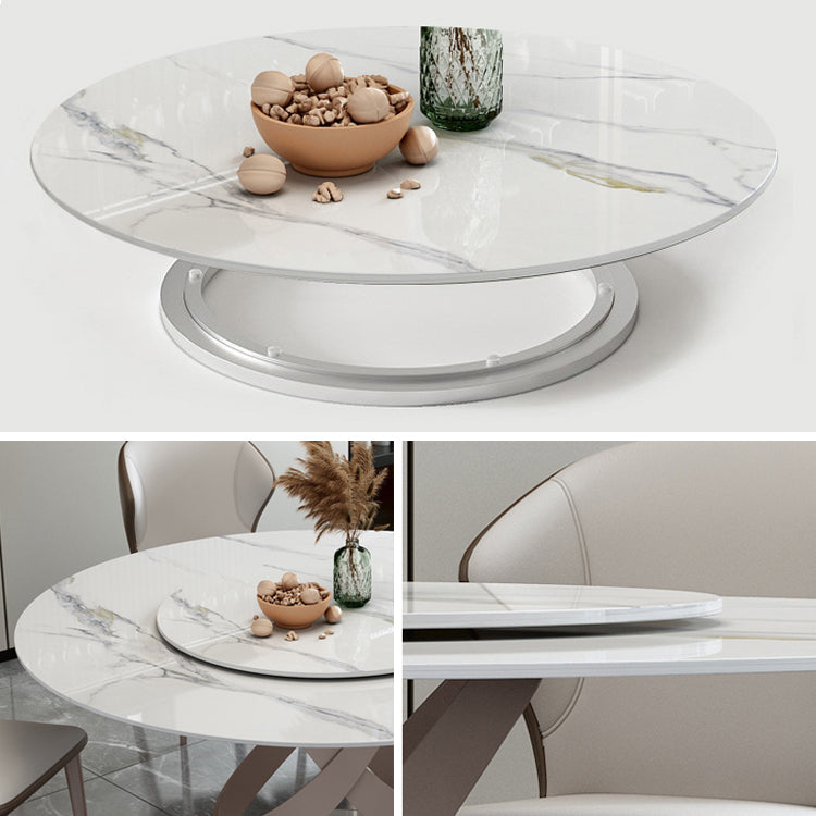 Glam Sintered Steen Witte tafel Ronde vorm Standaard eettafel voor keuken