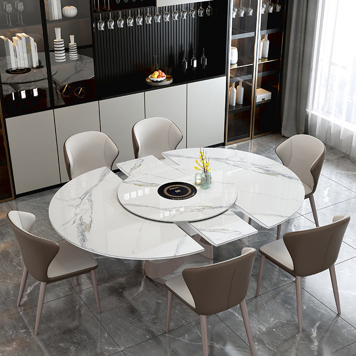 Glam Sintered Steen Witte tafel Ronde vorm Standaard eettafel voor keuken