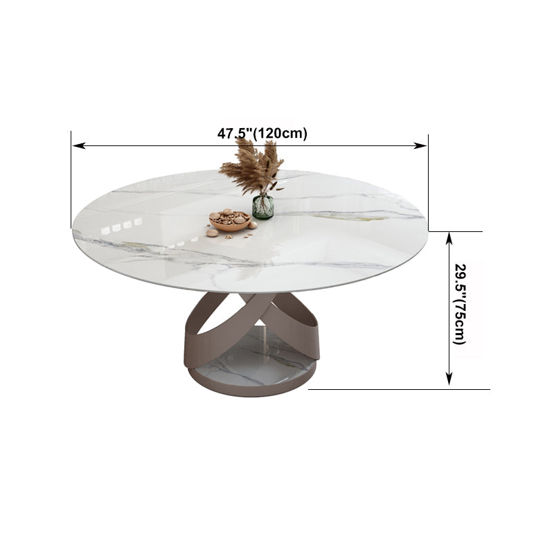Glam Sintered Steen Witte tafel Ronde vorm Standaard eettafel voor keuken