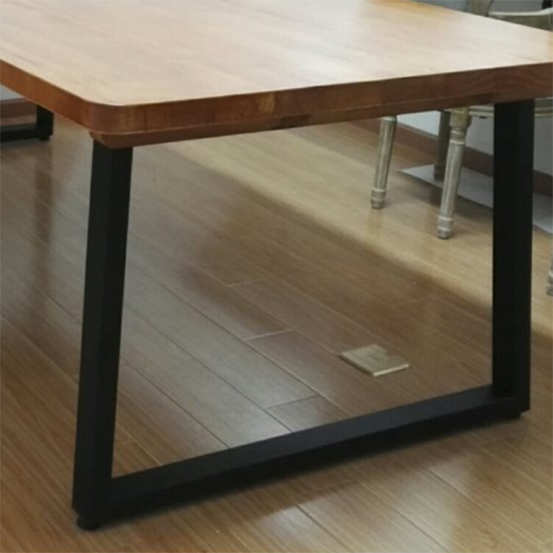 Rectangle Sled Base Industrial Table Wood Color Fixed Table of Solid Wood