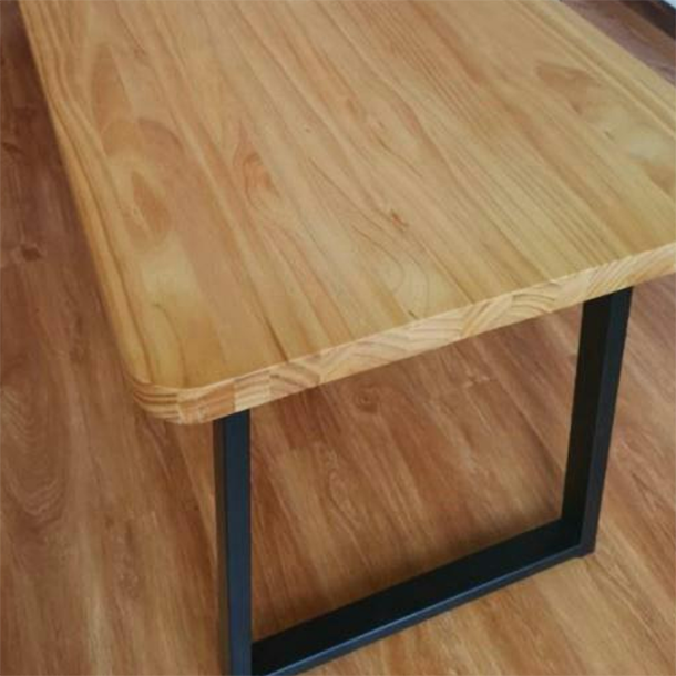 Rectangle Sled Base Industrial Table Wood Color Fixed Table of Solid Wood