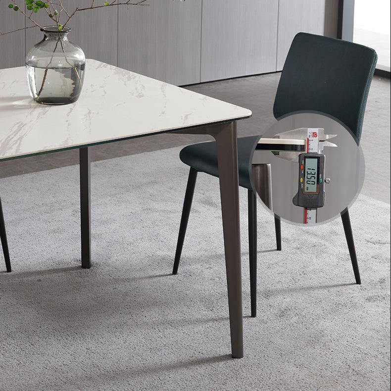 Mesa de comedor de piedra sinterizada, mesa rectangular de 4 patas de estilo lujoso para el hogar
