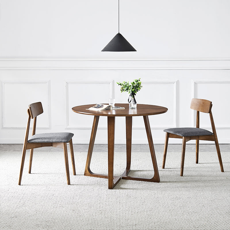 Mesa redonda de ashwood brown sencilicidad de doble pedestal para comedor