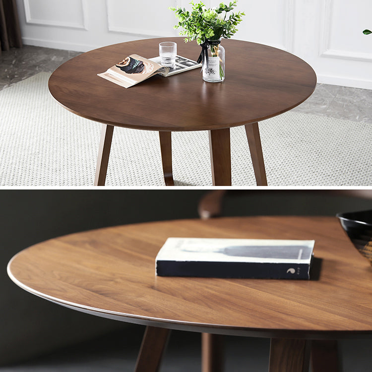 Mesa redonda de ashwood brown sencilicidad de doble pedestal para comedor