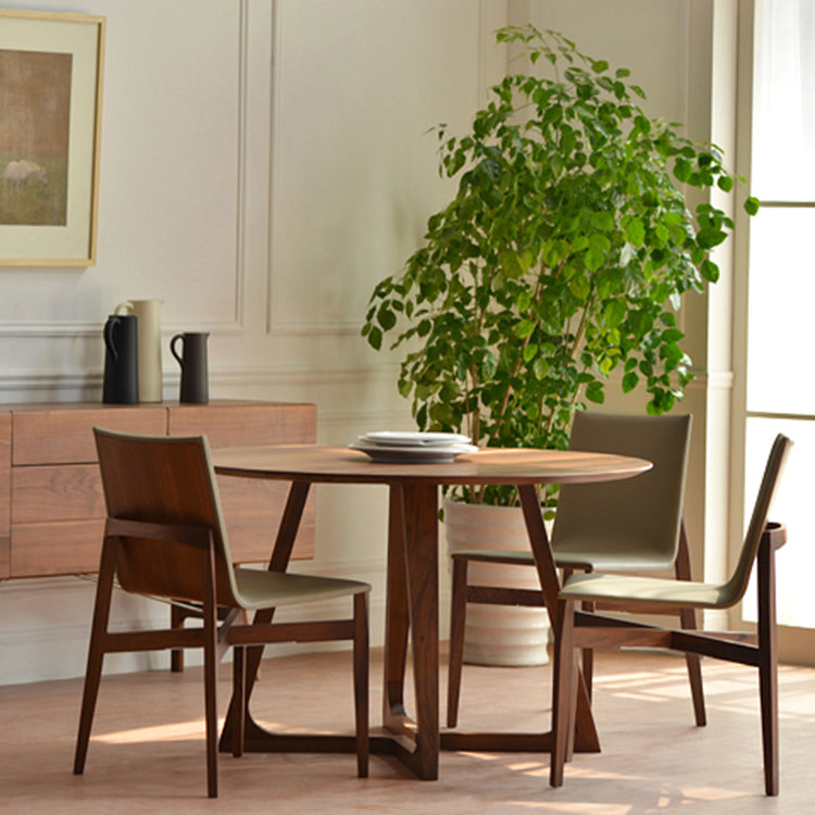 Mesa redonda de ashwood brown sencilicidad de doble pedestal para comedor