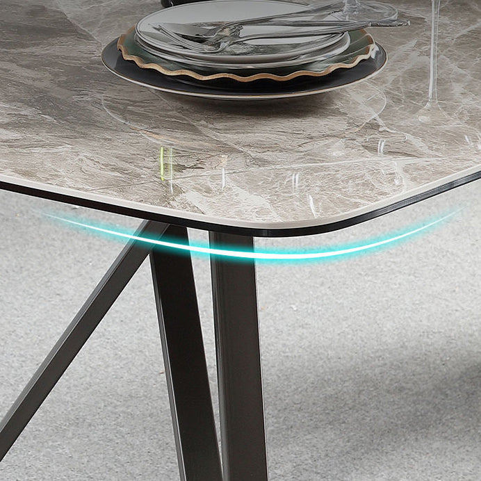 Mesa de comedor de estilo moderno Mesa de piedra sinterizada con 4 patas Base de acero al carbono