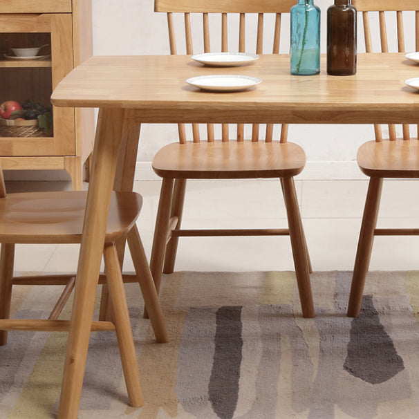 Rectangle 4 jambes Table moderne Couleur de bois clair Tableau fixe de bois massif